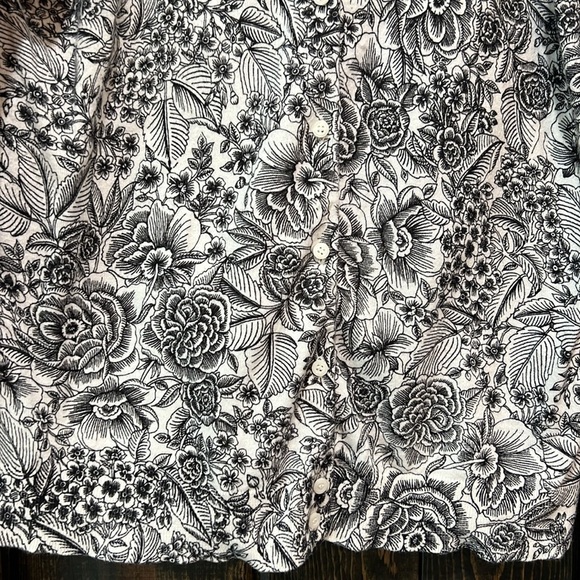 J. Crew Caryn Floral Cardigan Sweater L Black White Stretch Neutral Office Prep - Picture 7 of 11